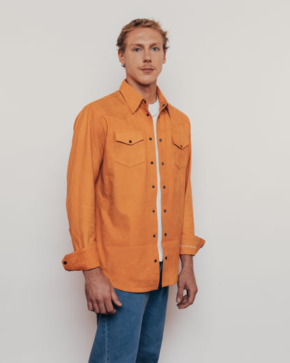 Bul - Camicia 100% Vera Pelle Orange