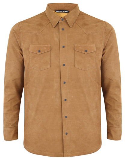 Bul - Camicia 100% Vera Pelle Camel Khaki